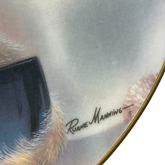 “Cup of Trouble” by Ruane Manning Collectors Plate 1990 8" Cat Decorative Plate - Picture 2 of 5